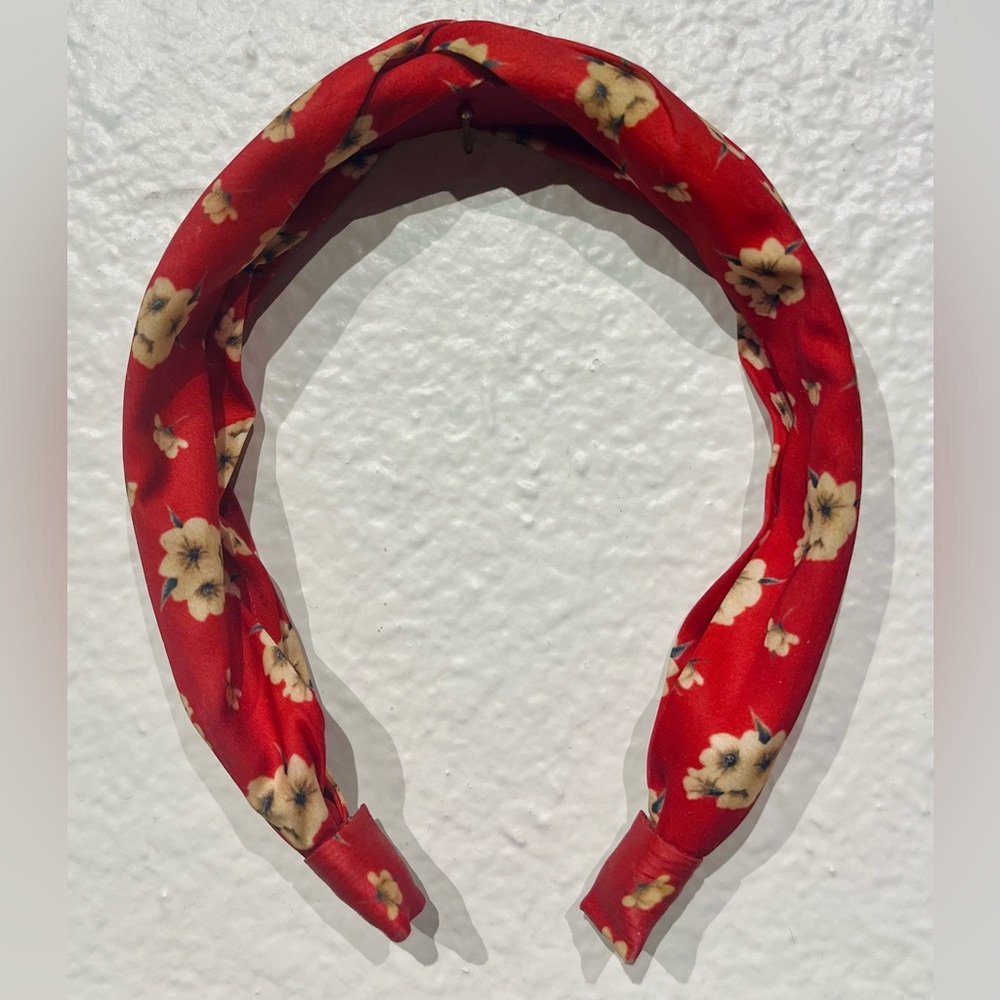 Red Floral Knotted Headband